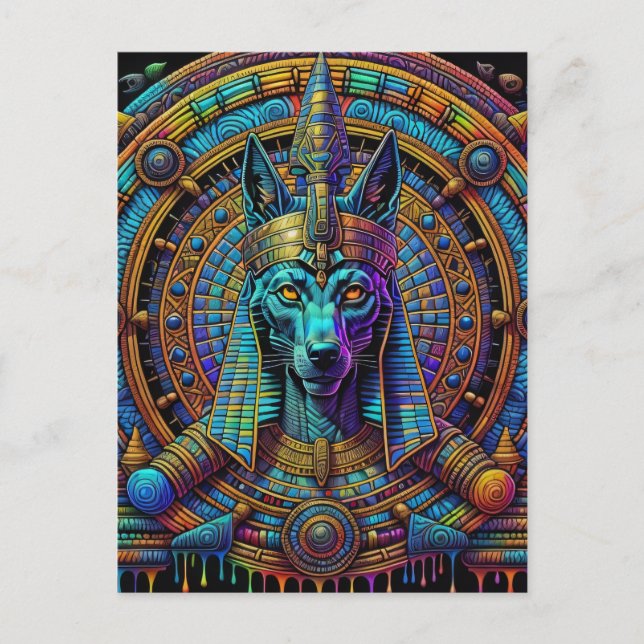 Postal Arte Anubis Egipcio (Anverso)