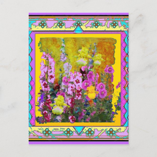 Postal Arte Art Déco Occidental Flower Garden (Anverso)