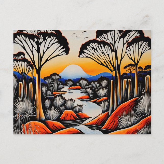 Postal Arte australiano de fondo (Anverso)