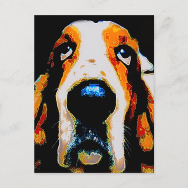 Postal Arte Basset Hound (Anverso)