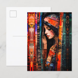 Postal Arte bohemio abstracto con texturas etéreas