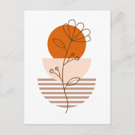 Postal Arte boho flor en un atardecer