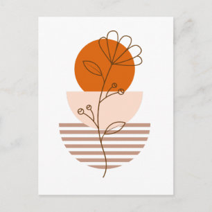 Postal Arte boho flor en un atardecer
