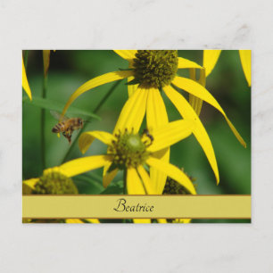 Postal Arte Botánico Vintage de Abejas Correspondencia