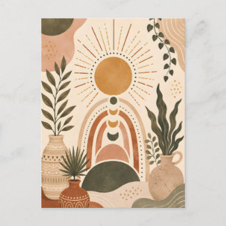 Postal Arte botánico y sol boho