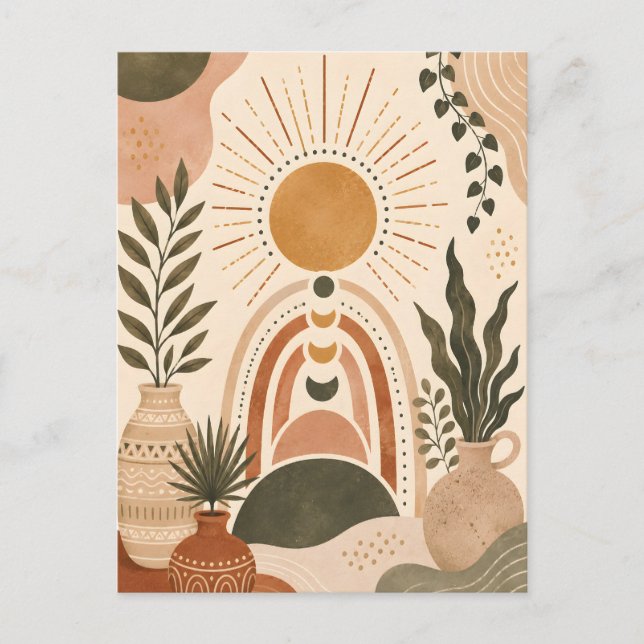 Postal Arte botánico y sol boho (Anverso)