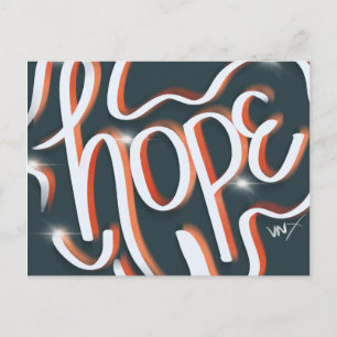 Postal Arte callejero de fe urbana Hope Neon letras a man