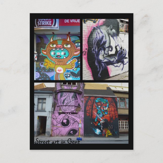 Postal Arte callejero de Gent, Bélgica (Anverso)