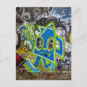 Postal Arte callejero de graffiti de dibujos animados azu