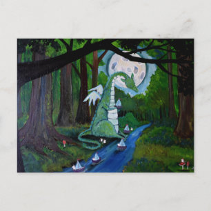 Postal Arte caprichoso de dragón del bosque, ratones lind