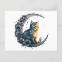 Arte caprichoso de gato bajo la luz de la luna