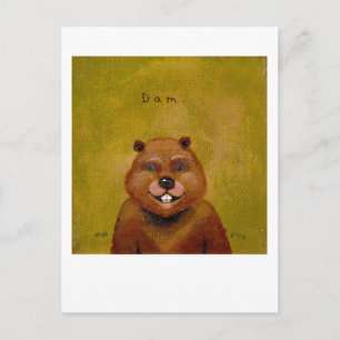 Postal Arte castor pintura original ligeramente desquicia