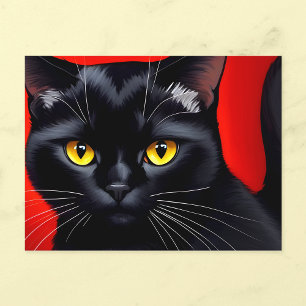 Postal Arte cautivador de gatos negros