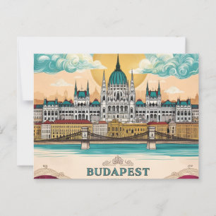 Postal Arte cautivador de viajes por el Skyline de Budape