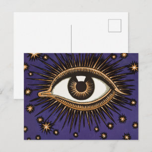 Postal Arte Celestial Místico del Ojo que Todo lo Ve Vint