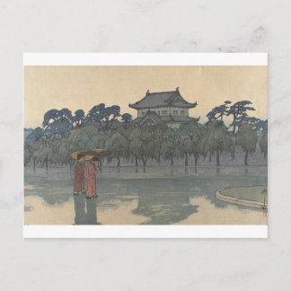 Postal Arte clásico de paisaje lluvioso Ukiyo-e japonés