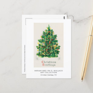 Postal Arte clásico de vacaciones de árbol de Navidad vin