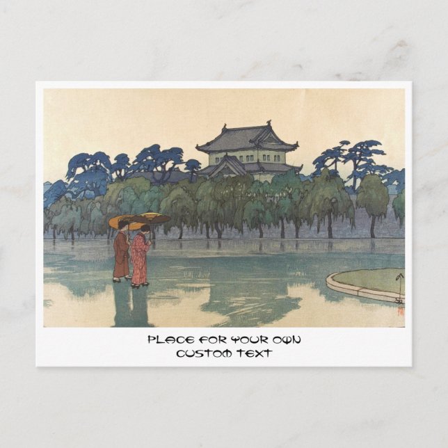 Postal Arte clásico del paisaje lluvioso ukiyo-e japonés (Anverso)