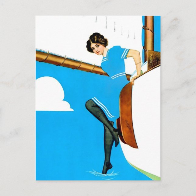 Postal Arte 'Coles Phillips ‘Fadeaway Girl’ “Blue Sailing (Anverso)