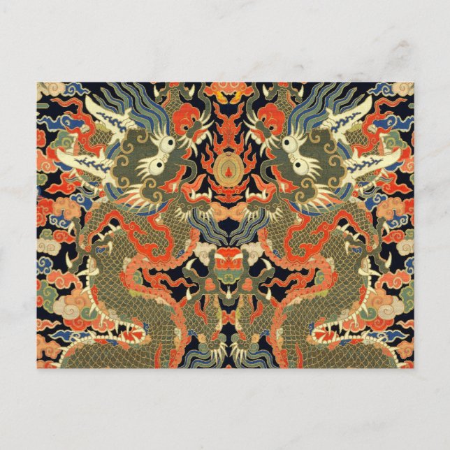 Postal Arte colorido de dragón asiático chino (Anverso)