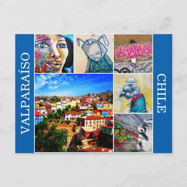 Postal arte colorido de valparaíso (Anverso)