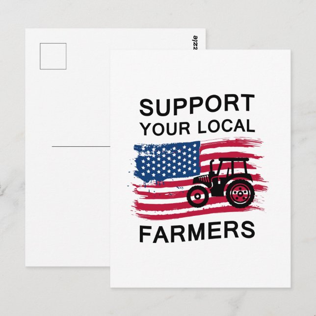 Postal Arte con palabras de apoyo a los agricultores loca (Anverso / Reverso)