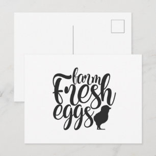 Postal Arte con palabras de huevos frescos de granja dive