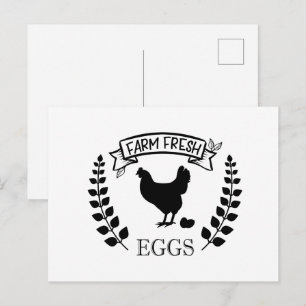 Postal Arte con palabras de huevos frescos de granja lind