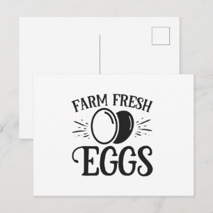 Postal Arte con palabras de huevos frescos de granja lind