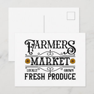 Postal Arte con palabras de mercado de agricultores lindo