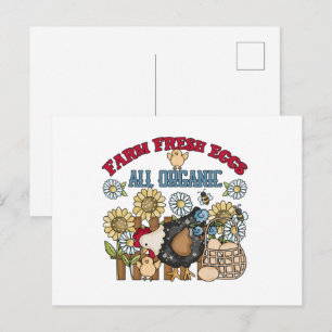 Postal Arte con palabras de vendedores de huevos frescos 