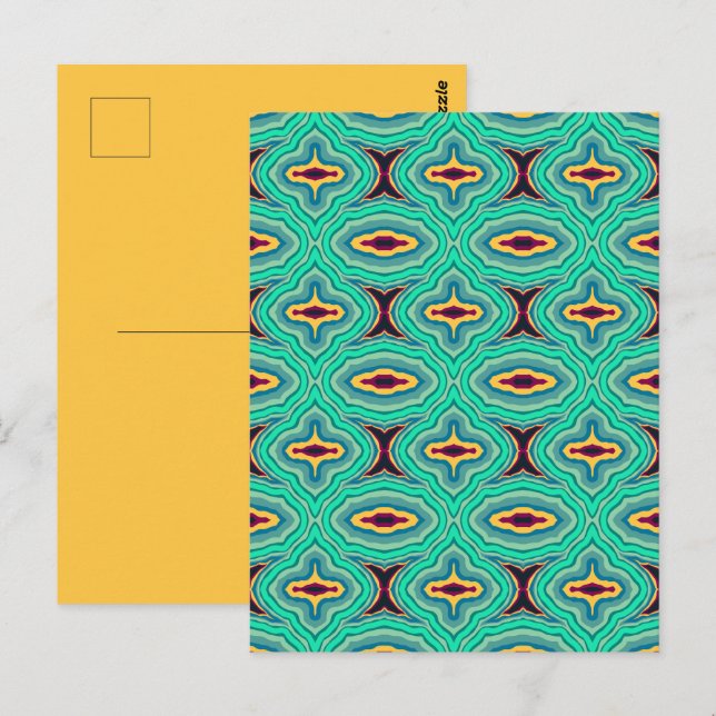 Postal Arte con Patrón de Geoda Boho Chic Tropical del Su (Anverso / Reverso)
