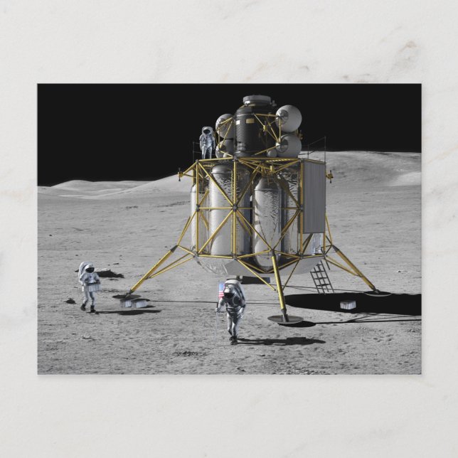 Postal Arte conceptual de Altair Lunar Lander y Astronaut (Anverso)