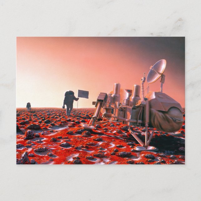 Postal Arte conceptual de la futura misión tripulada en M (Anverso)