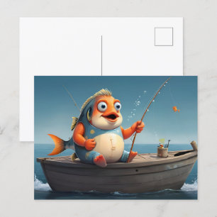 Postal Arte conceptual de la pesca de peces