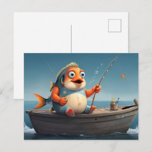 Postal Arte conceptual de pesca de peces