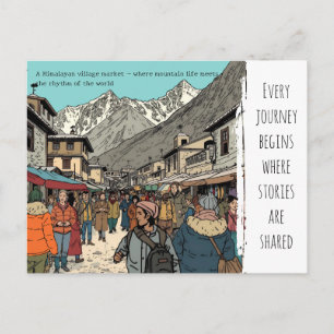 Postal Arte cultural del mercado de la aldea del Himalaya