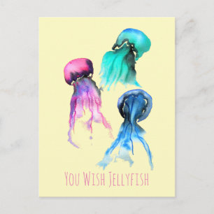 Postal Arte cutáneo de medusas trio acuarela