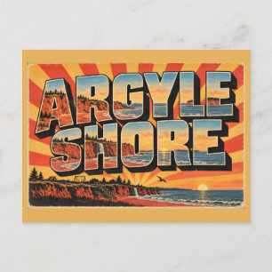Postal Arte de Acantilados Rojos de Playa Argyle Shore PE