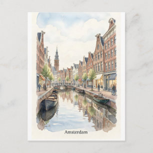 Postal arte de acuarela de Ámsterdam