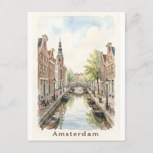 Postal arte de acuarela de Ámsterdam
