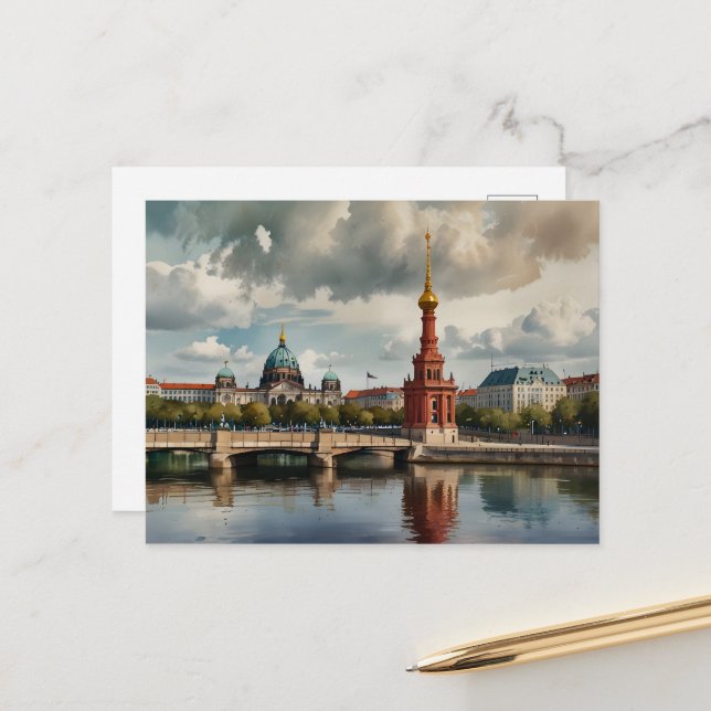 Postal arte de acuarela de Berlín (Anverso/Reverso In Situ)