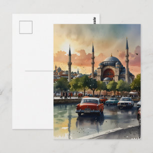 Postal arte de acuarela de Estambul