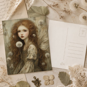 Postal Arte de acuarela de fantasía del bosque de hadas d