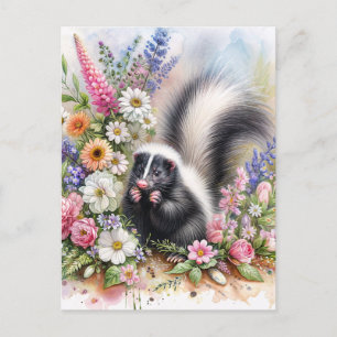 Postal Arte de Acuarela de Flor Silvestre Mofeta