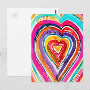 Postal Arte de acuarela de Heart Boho