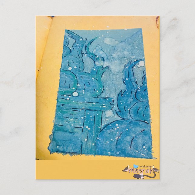 Postal Arte de acuarela de Lemuria hundida (Anverso)