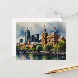 Postal arte de acuarela de Melbourne
