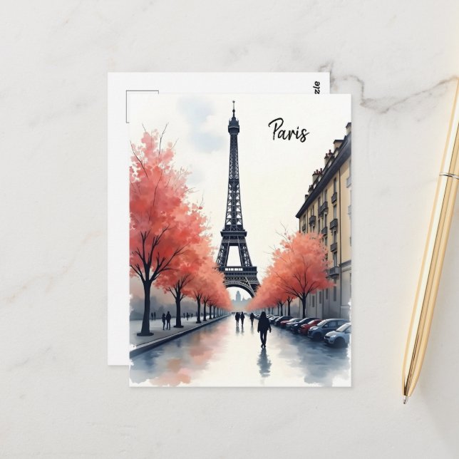 Postal arte de acuarela de París (Anverso/Reverso In Situ)
