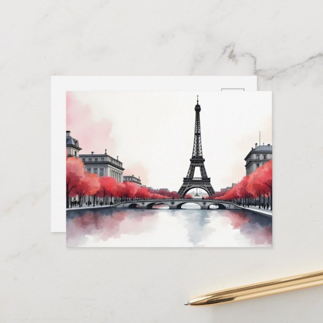 Postal arte de acuarela de París (Anverso/Reverso In Situ)